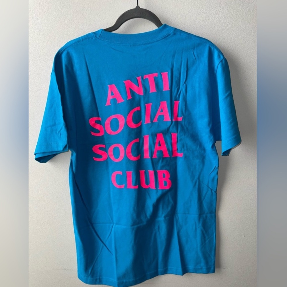 Anti Social Social Club Turquoise Tee with Hot Pink Logo